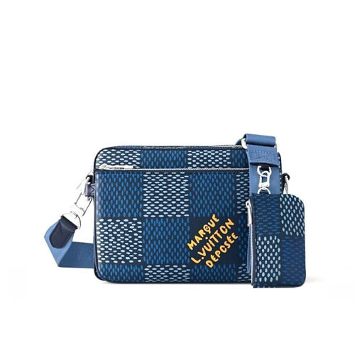 루이비통 트리오 메신저 백 코인 퍼스 N40694 Damier Blue